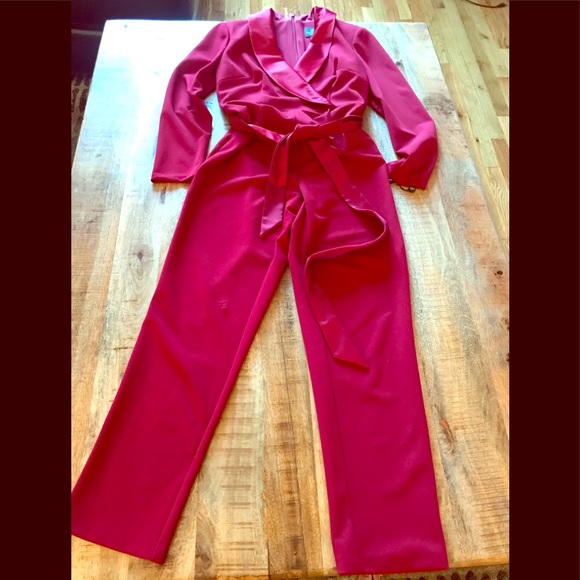 Red Tuxedo Jumpsuit Adrianna Papell - Picture 1 of 8